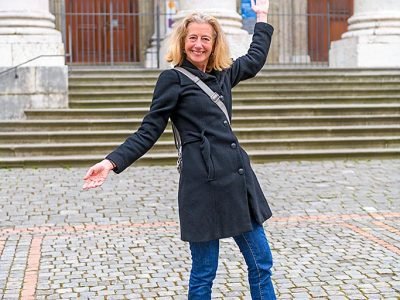 In front of cathedral